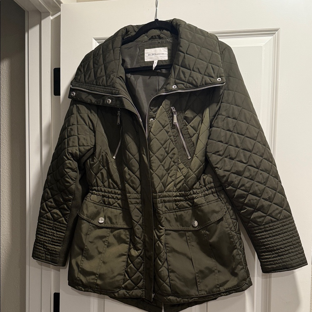 BCBGeneration Women's Quilted Utility Jacket in Olive
